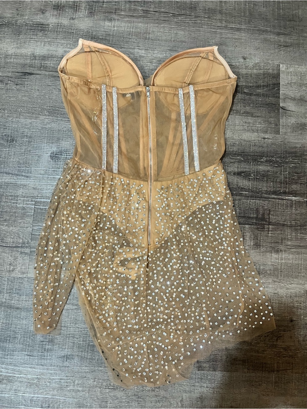 FASHION NOVA Wish Upon A Star Embellished Dress in Nude - Picture 5 of 8